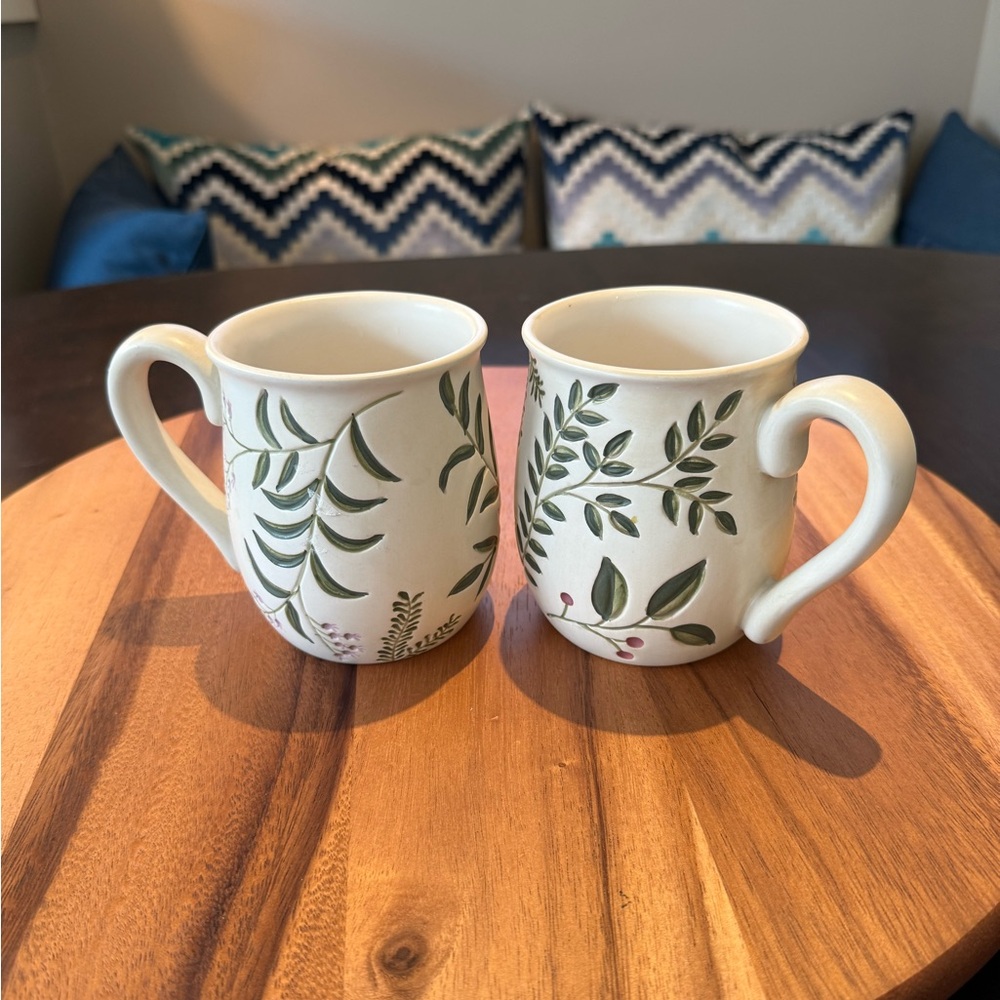 Yankee Candle Botanical Mug Set - Green and Cream in EUC